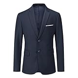 Allthemen Sakko Herren Slim Fit Anzugjacke Business Blazer 2 Knöpfe Sakko für Hochzeit Freizeit Dunkelblau L