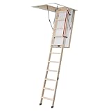 Bodentreppe │ wärmegedämmt │ 120 x 70 cm │ U-Wert 0,77 | 3-teiliges Leiternteil │ Lichte Raumhöhe bis 285 cm │ Inkl. Bedienstab, Handlauf und Fußkappen │ 150 kg Traglast