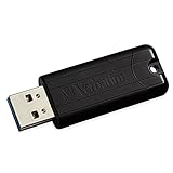 Verbatim PinStripe USB-Stick, 128GB, USB 3.2 Gen 1, USB Speicherstick, externer Speicher für Laptop Notebook Ultrabook TV Autoradio, USB-3, Datenstick mit Schiebemechanismus, schwarz