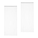 Relaxdays weiß, Fadenvorhang Set, kürzbar, mit Tunneldurchzug, für Türen & Fenster, Fadengardine, 90x245 cm, White, 2er Pack 90x245cm