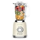 Retro Standmixer 1,5L mit Glaskanne – 800W Mixer mit Eiscrusher, Smoothie- & Pulse-Funktion, Beige