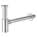 Faustina Universal Siphon für Waschbecken, Röhrensiphon 1 1/4 Zoll Abflussgarnitur Abfluss für Waschbecken Bad aus Edelstahl, gebürstet