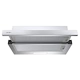 Hermitlux Dunstabzugshaube 60cm, Flachschirmhaube Abluft/Umluft, 360 m³/h Luftstrom, LED-Beleuchtung, Kohlefilter,51dB