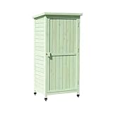 Outdoor-Holzschrank mit wasserdichtem Dach, mittelgroß, Gartenbox mit Regalen für Terrassenmöbel & Pool, grüne Gartenaufbewahrungslösung