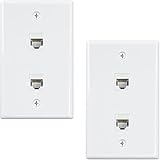 Histeaa 2 Packung 2 AnschlüSse Ethernet Wandplatte, Cat6 Buchse auf Buchse, RJ45 Inline Koppler, Wandsteckdose,