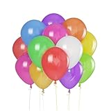 100 Stück Latex Ballons, 30cm, Mehrfarbig (10 Farben), Party Dekoration Set für Geburtstag, Hochzeit, Babyparty, mit Kringelband und Klebepunkten