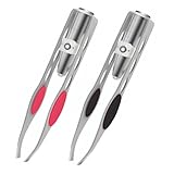 POFET 2 Pieces Tweezers with LED Light, Hair Removal Lighted...