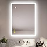 AI-LIGHTING Badspiegel mit Beleuchtung 80x60 cm Rechteckiger Badezimmerspiegel mit Beleuchtung Antibeschlag Badspiegel Beleuchtet Dimmbar Warmweiß/Kaltweiß/Neutral Led Spiegel mit Licht für Badezimmer