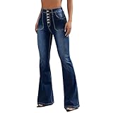 Bauzuoyo Damen Jeans Weiß, Damen Schlagjeans Bestickte Elastische Zerrissene Destroyed Schlagjeans Skinny Jeans Rissen Löcher Ankle Jeanshosen Röhrenjeans Skinny Slim Fit Stretch Boyfriend Jeans