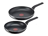 Tefal Easy Cook & Clean Bratpfannen-Set 24/28 cm, Antihaftbeschichtung, Thermo-Signal Temperaturindikator, Schwarz, B5559033