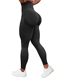 TAYOEA Damen Kompressions Sport Leggings Yoga Lange Leggings Slim Fit Fitnesshose Sporthosen Blickdicht Scrunch Butt Yogahose Nahtlos Push up Leggings Hohe Taille Übung Fitness Joggen Schwarz,S