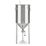 Klarstein Gärkeller Bierbrauanlage - Brauanlage mit Thermometer, konischer Braukessel, zum Bierbrauen oder Wein gären, Airlock: luftdichter Deckel, Ablasshahn, Variante: Pro 60 l, silber