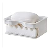 Shampoo-Spender Seifenschale, vielseitig einsetzbar, doppellagige Seifen-Aufbewahrungsbox, leicht zu entleerende Kunststoff-Seifenbox, Schwamm enthalten, leicht zu reinigende Badezimmer-Seifenschale S