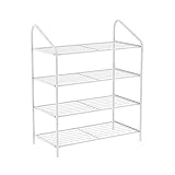 BINGQIAN Schuhregal 4 Stufe Schuhständer Metall Lagerregale halten bis zu 20 Paar Schuhe für Wohnzimmer, Eintrittsflur und Garderobe Schuh-Schrank(Wit)