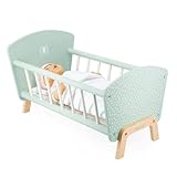 JANOD - Zen Bett aus FSC-Holz - Rollenspielzeug - Puppenbett mit Hasen-Kopfkissen und Decke - Puppenzubehör - Ab 3 Jahren, J05902