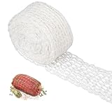 Schinkennetz Weiß,Fleischnetz Für Rollbraten Netz,Rollbratennetz Baumwollfaden 16 Löcher Fleischnetz Elastisches Rouladennetz Kochzubehör Fleischnetzrolle zum Aufbewahren Aufhängen Schinken (2M)