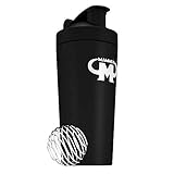 Mammut Nutrition Edelstahl Eiweiß Protein Shaker mit integrierten Sieb und Spiralball - black, 200 g
