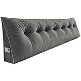 OHMG Rückenkissen 200CM,Keilkissen für Bett und Sofa geeignet,Dreieckiges Lesekissen,Kissen mit abnehmbarem und waschbarem Bezug,mit praktischem Seitenfach,Sitzkissen, Wandkissen