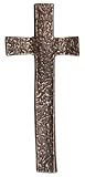 Butzon & Bercker Wandkreuz aus Bronze 14,5 x 6,5 cm – wellenförmiges, dunkel patiniertes Kunstwerk von Bernado Esposto, modernes Design, Geschenk zur Taufe, Firmung, Hochzeit mit Expertise