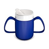 Ornamin 2-Henkel-Becher Pflegebecher mit Schnabelaufsatz für Senioren & Pflegebedarf | blau | Trinkbecher | Trinkhilfe | Schnabelbecher | Ergonomischer Becher