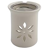 Räucherstövchen Keramik Weiß – Sternenblume Design mit Edelstahlsieb & Metallscheibe – Für Weihrauch & Kräuter, Höhe 11 cm | Incense Burner
