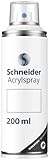 Schneider Paint-It 030 Supreme DIY Acryllack (hochdeckende Sprühfarbe, UV-beständig, 200 ml, Acrylspray für fast alle Untergründe) weiß matt