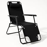 SPRINGOS Gartenliege extra hoch klappbar - Sonnenliege Balkon mit Liegefunktion & Kopfkissen - Relaxsessel Outdoor, Kippliege Garten wetterfest & klappbare Bäderliege - 60 x 120 x 85 cm