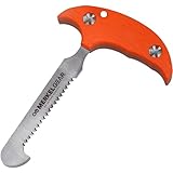 Merkel GEAR Aufbrechsäge Knochensäge Schlosssäge 11cm aus rostfreiem AISI 420 Stahl G10 Griffschalen Orange mit Lederscheide