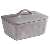 Butterdose Keramik, Keramik Butterdose Mit Deckel 350 ML, Porzellan, Butter Dish, Hochwertige Kunststoff, Buttermaschine Für Küchen, Passt 1 Butterblock(Grau)
