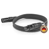 ETEC, XLR-Kabel, Mikrofon-Kabel, Stecker auf Buchse, Verbindungs-Kabel, schwarz, 1,50 m