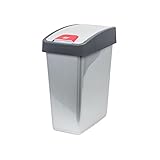 keeeper Premium Abfallbehälter mit Flip-Deckel, Soft Touch, 25 l, Magne, Silber