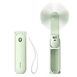 JISULIFE 3 IN 1 Handventilator Batteriebetrieben, Mini Ventilatoren USB Wiederaufladbarer, Klein Taschenventilator [14-21 Betriebsstunden] mit Powerbank, Taschenlampen Funktion-Hellgrün