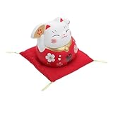 PartyKindom Keramik Winkekatze Rot Dekorativ Glücksbringer Desktop Ornament fürs Zuhause Büro Geschenkidee für Katzenliebhaber