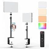 TopDirect RGB Key Light LED Videoleuchte mit Fernbedienung, 9' 38W Professionelles Studio LED Panel mit Telefonhalter, Video Licht Dimmbare 3200K-5500K, für YouTube/Live Streaming