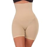 Generisch Frauen hohe Taille Bauchkontrolle Bodyshaper Butt Lifter Bodyshorts Schlankheits-Slips Miederhose Damen Formend (Beige, XXL)