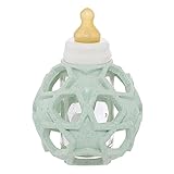 HEVEA Upgecycelte 2in1 Baby-Glasflasche mit Gummi-Sternenball aus 100% upgecyceltem Naturkautschuk auf Pflanzenbasis, kunststofffrei, umweltfreundlich, BPA-frei (Mint)