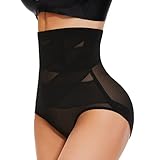 SIMIYA Damen Shapewear Bauchweg Unterhose Hoher Taille Miederhose Bauch Weg Unterwäsche Bauchkontrolle Miederpant Formt Sofort Elastisch Body Shaper für Frauen(Schwarz, M)