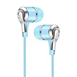 areclern In-Ear-Wired-Ohrhörer-Lärmstündigung HiFi Stereo Surround Bass Wire Earphone 3.5mm Sportspiele Ohrhörer integrierte Fernbedienung zur Steuerung von Musikvideos Blau