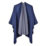 Zitronen Schäler Damen Soild Bedruckter Schal Modischer warmer weicher Cardigans Schal doppelseitiger verdickter Schal Roter Schal Damen (Navy, One Size)