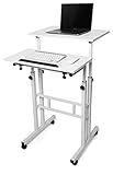 STOLIS Laptoptisch höhenverstellbar mit Rollen [Mobiler Stehpult ] Computertisch Laptop Tisch Schreibtisch klein rednerpult pult Mini Desk (Weiß)