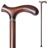 YIVIYAR Gehstock mit 4 Höhen – Handgefertigte Holzgehstöcke für Männer & Frauen, ergonomische Derby-Holzstäbe, cooler, stilvoller Herren-Gehstock aus Holz