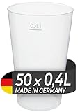 LogiPack GeRo 50 Mehrwegbecher 400ml Made in Germany | Wiederverwendbar | transparent aus PP (Trinkbecher 0,4l)
