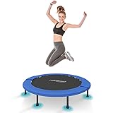 Physionics® Fitness Trampolin - Durchmesser (Ø): 81cm/ 91cm/ 96cm/ 102cm/ 114cm/ 122cm, Indoor und Outdoor, max: 100 KG, mit Randabdeckung - Kindertrampolin, Gartentrampolin, Mini Trampolin, klappbar