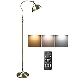 ACMHNC Stehleuchte Vintage Dimmbar, Retro Bronze Industrial Stehlampe, Augenschutz LED Leseleuchte mit Fernbedienung (inkl. Fußschalter), Verstellbarem Standleuchte für Esszimmer, Schlafzimmer