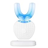 Ultraschall-Zahnbürste, Automatische Zahnbürste 360 Auto Schallzahnbürste, Zahnaufhellungsbürste mit Timer & Kabelloses Laden 360° Ultraschall Elektrische Zahnbürste für Erwachsene (White, 1)