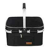 ABIUBIU 34L Kühltasche Einkaufskorb Picknickkorb Große isolierte Kühlkorb Lunchtasche Thermo Tasche für Büro Camping Picknick Reisen Seitenstütze Aufrecht Halten (1handles)