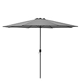 casa.pro Sonnenschirm ø300cm 160g/m² Schirm Marktschirm Kurbelschirm Garten Stahl Polyester Grau