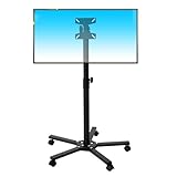 Mobile TV-/Monitorhalterung, Bodenständer mit Rädern – für 14-27-Zoll-Bildschirme, mobiler TV-Wagen, winkelverstellbares Rollen, max. 100 x 100 mm, 360°-Universaldrehung