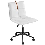 Yaheetech Schreibtischstuhl mit Verstellbare Sitzhöhe Bürostuhl ohne Armlehne Drehstuhl mit Rollen Schminktisch Stuhl mit Braune Band für Schlafzimmer/Büro
