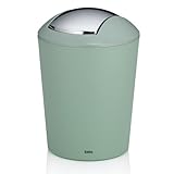 kela Kosmetikeimer grün 1,7l, Minimülleimer Badezimmer mit Schwingdeckel, Kunststoff, MARTA, kleiner Tischmülleimer jadegrün matt